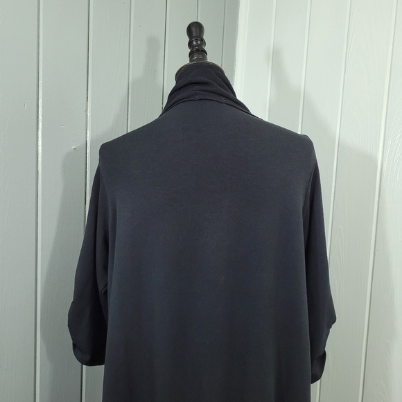 Mod-O-Doc Women's Sz S Black Waterfall Open Front Cardigan 3/4 Sleeve Lagenlook - Picture 7 of 13